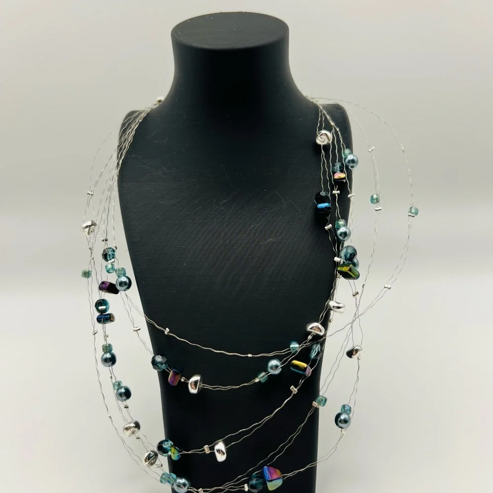 Avon Peacock Multistrand Necklace & Earrings Gift Set 2005